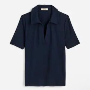 Madewell Drapey Rib Short-Sleeve Polo Top